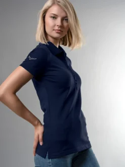 Poloshirt mit Kristallsteinen Navy
