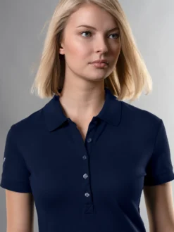Poloshirt mit Kristallsteinen Navy