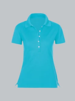 Poloshirt mit Kristallsteinen Azur