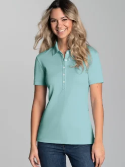 Poloshirt mit Kristallsteinen Gletscher