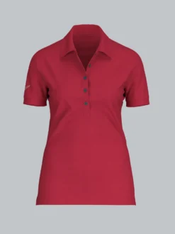 Poloshirt mit Kristallsteinen Rubin