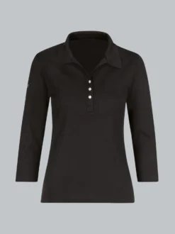 Poloshirt mit Kristallsteinen Schwarz