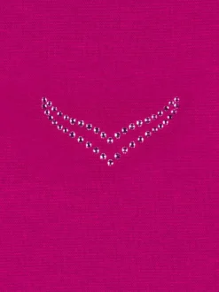 Poloshirt mit Kristallsteinen Magenta