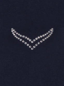 Poloshirt mit Kristallsteinen Navy