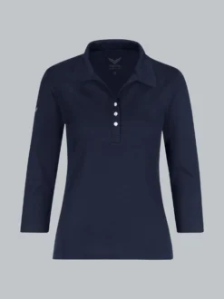 Poloshirt mit Kristallsteinen Navy