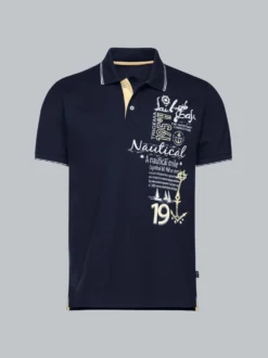 Poloshirt mit maritimem Printmotiv Navy