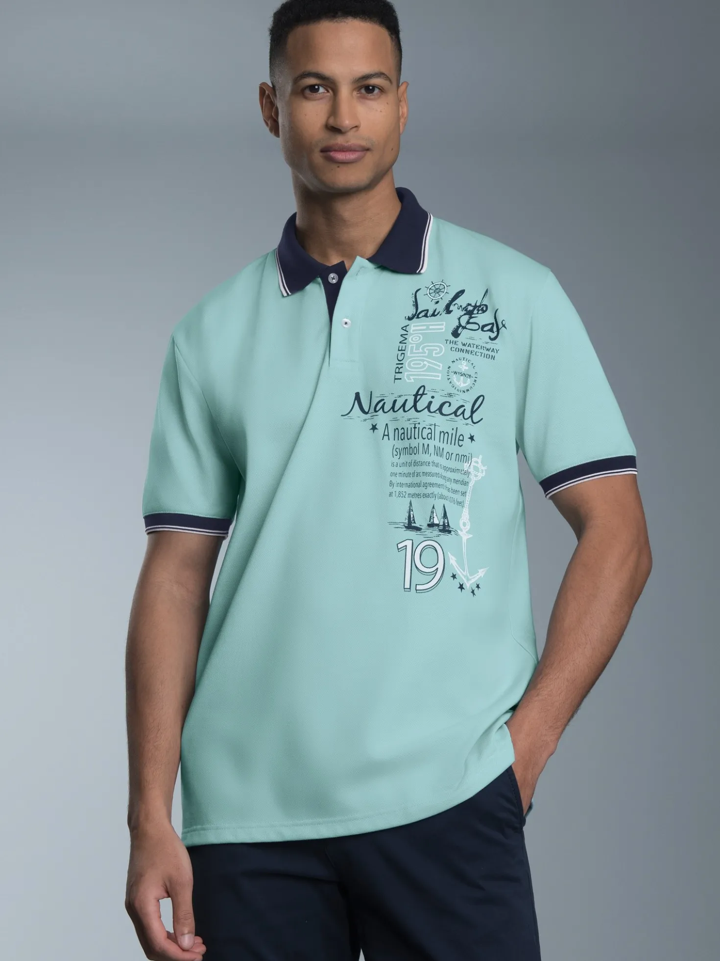 Poloshirt mit maritimem Printmotiv Gletscher