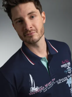 Polo Shirt mit Maritimem Print Navy