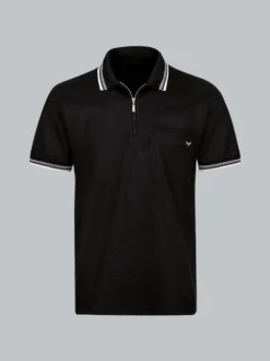 Poloshirt mit Reißverschluss Schwarz