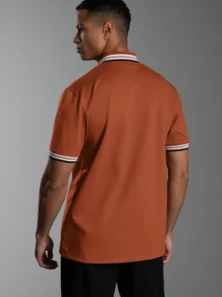 Poloshirt mit Reißverschluss Zimt