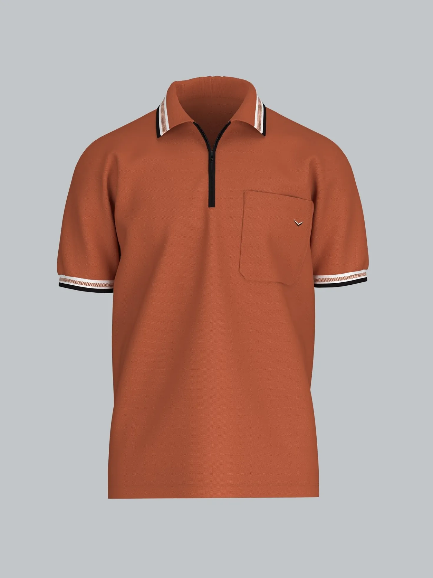 Poloshirt mit Reißverschluss Zimt