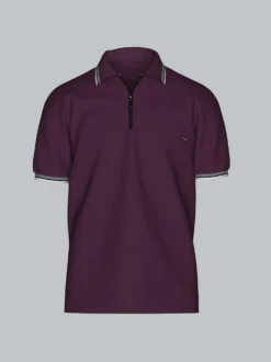 Poloshirt mit Reißverschluss Aubergine
