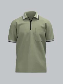 Poloshirt mit Reißverschluss Salbei