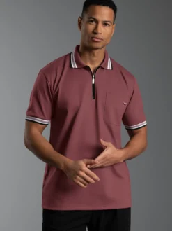 Poloshirt mit Reißverschluss Mahagoni