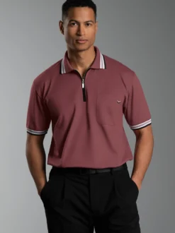 Poloshirt mit Reißverschluss Mahagoni