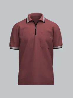 Poloshirt mit Reißverschluss Mahagoni