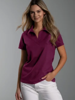 Poloshirt ohne Knopfleiste Sangria