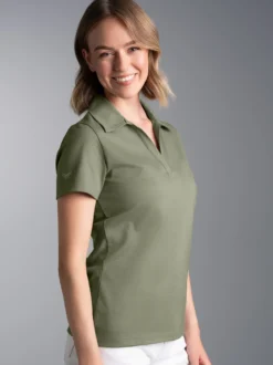 Poloshirt ohne Knopfleiste Salbei