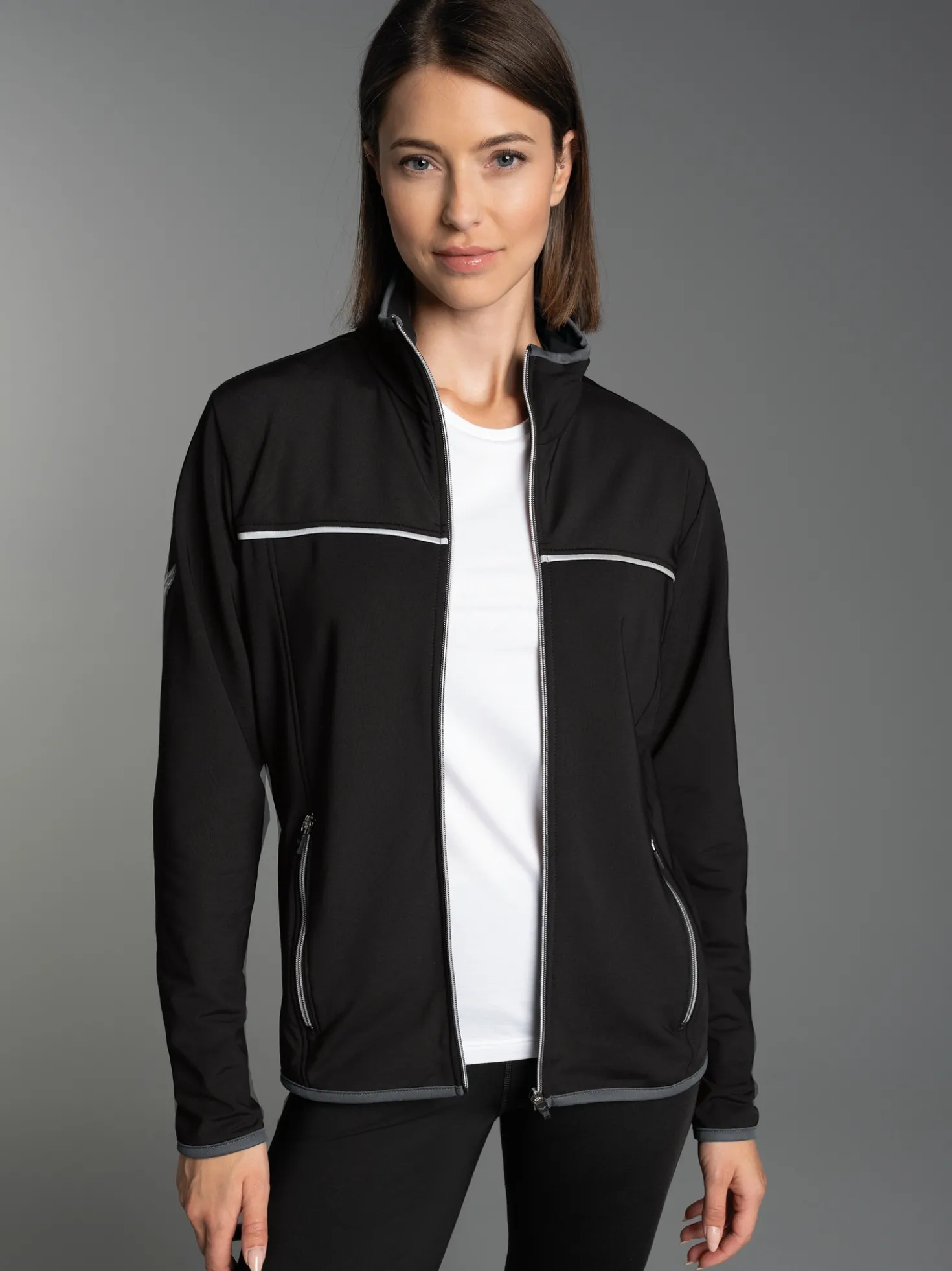 Praktische Sportjacke aus Microfaser Schwarz