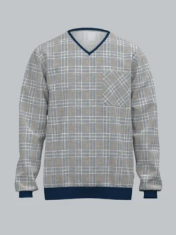 Pyjama Langarmshirt mit Karo-Muster Night-blue