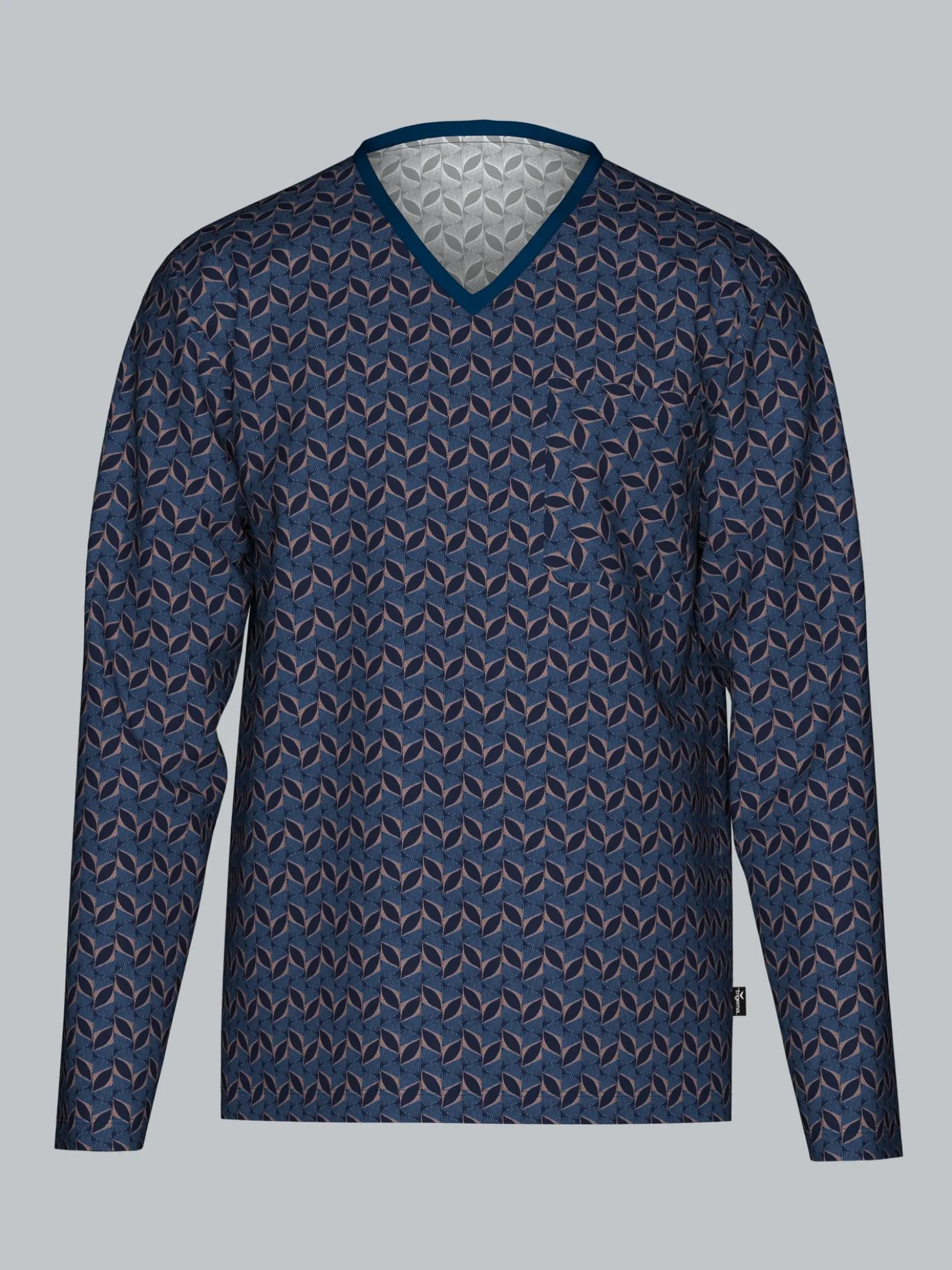 Pyjama-Oberteil mit Allover-Blätter-Print Night-blue