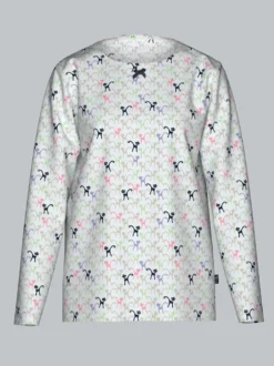 Pyjama-Oberteil mit Allover-Katzen-Print Weiss