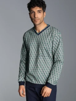 Pyjama-Oberteil mit Allover-Print Navy