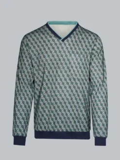 Pyjama-Oberteil mit Allover-Print Navy