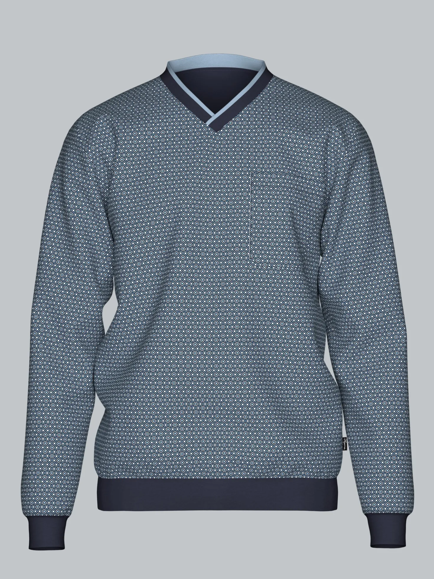 Pyjama-Oberteil mit Allover-Retro-Print Navy