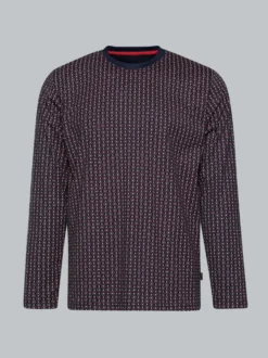 Pyjama Oberteil mit Allover Vintage-Print Navy