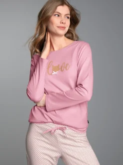 Pyjama-Oberteil mit Cat Love-Print Lilie
