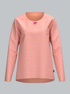 Pyjama Oberteil mit feinem Herzmuster Puder