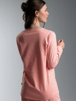 Pyjama Oberteil mit feinem Herzmuster Puder