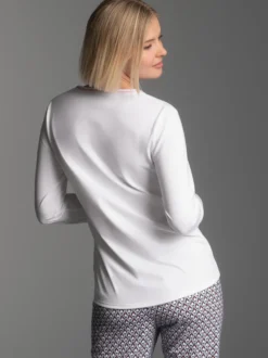 Pyjama-Oberteil mit herzigem Pinguin-Print Weiss