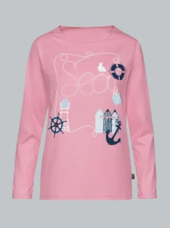 Pyjama Oberteil mit maritimem Printmotiv Lilie