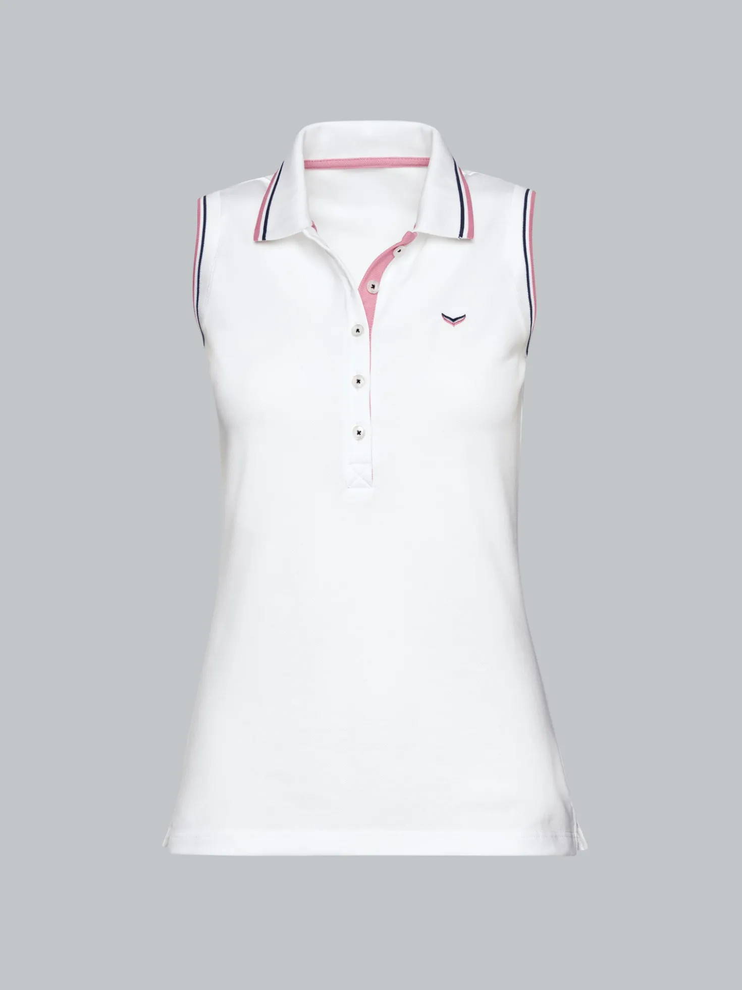 Ärmelloses Poloshirt mit kontrastfarbigen Akzenten Weiss