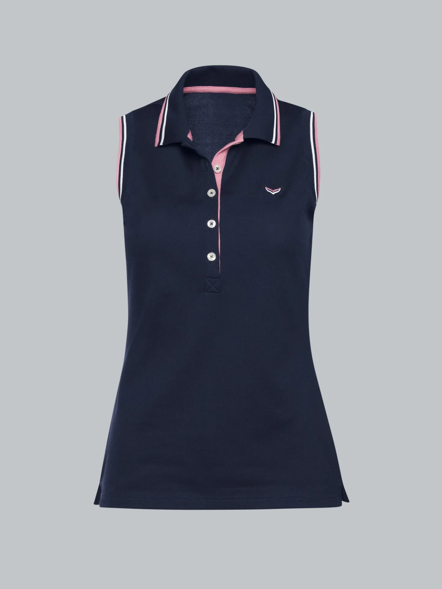 Ärmelloses Poloshirt mit kontrastfarbigen Akzenten Navy