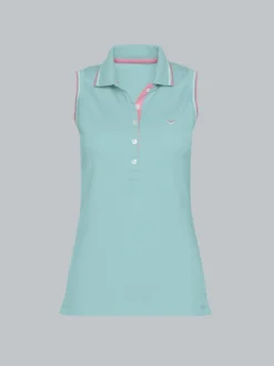 Ärmelloses Poloshirt mit kontrastfarbigen Akzenten Gletscher