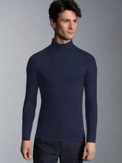 Rollkragen-Shirt aus elastischer Viskose Navy