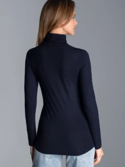 Rollkragen-Shirt aus elastischer Viskose Navy