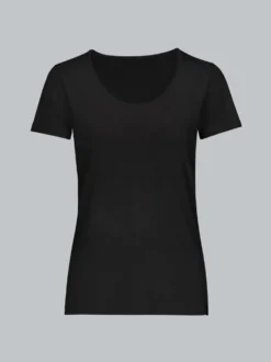 Rundhalsshirt aus Viskose Schwarz