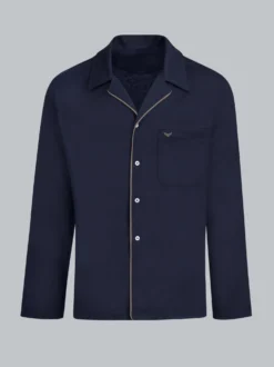 Schickes Schlafanzug Oberteil mit Knopfleiste Navy
