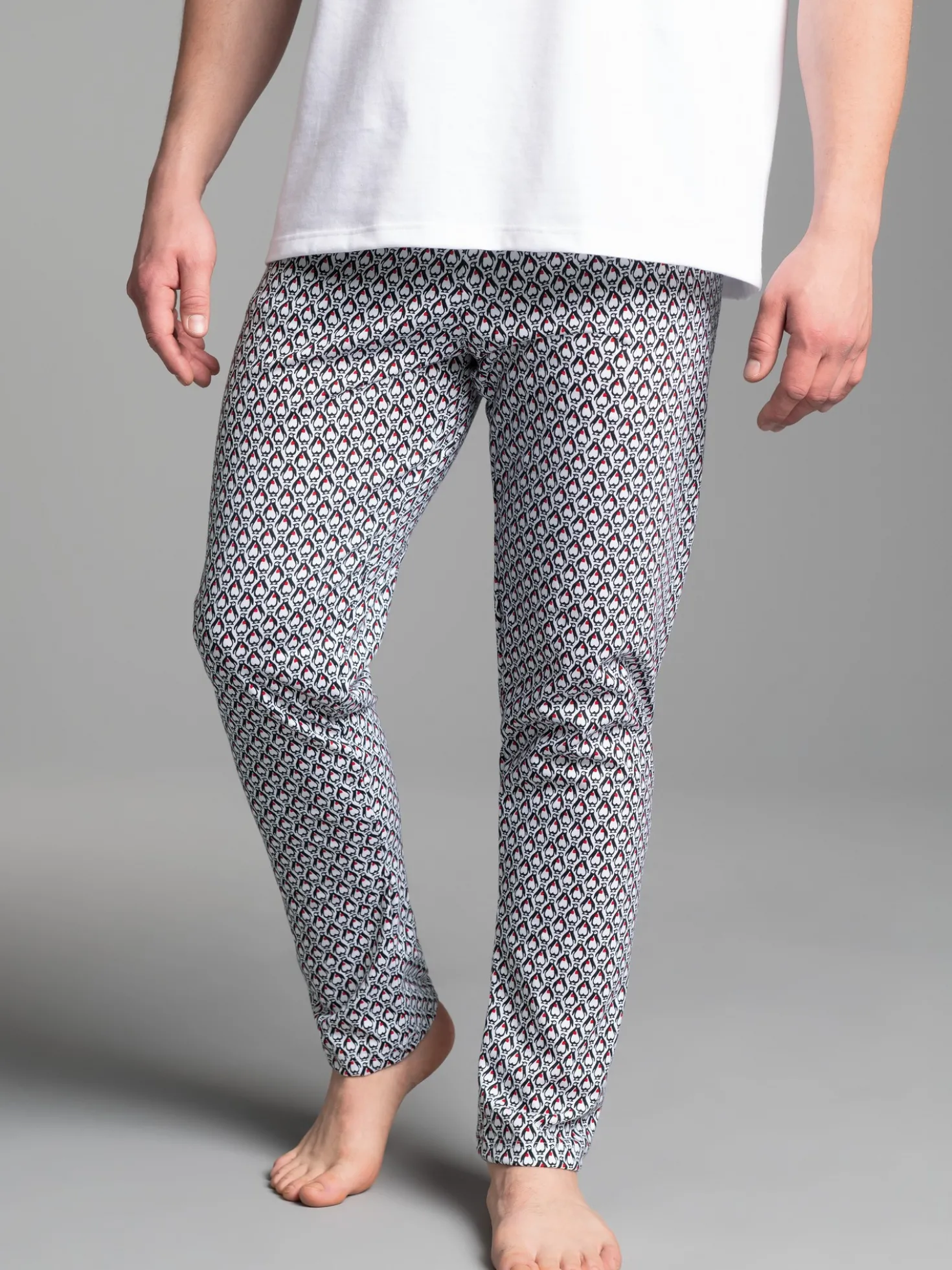 Schlafanzughose mit Allover-Pinguin-Print Weiss