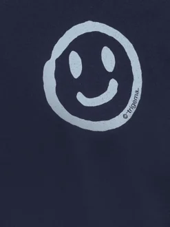 Schlafanzug Oberteil Langarm mit Smiley-Print Navy