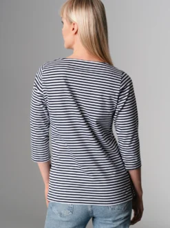 Shirt aus 100% Baumwolle mit 3/4-Arm Navy