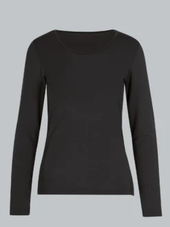 Shirt aus Viskose Langarm Schwarz