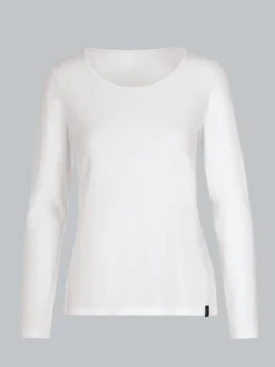 Shirt aus Viskose Langarm Weiss