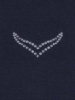 Shirt mit kurzen Ärmeln mit Kristallsteinen Navy