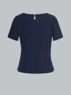 Shirt mit kurzen Ärmeln mit Kristallsteinen Navy