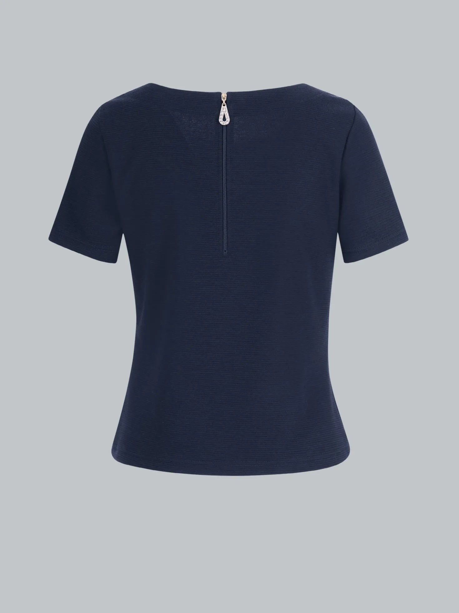 Shirt mit kurzen Ärmeln mit Kristallsteinen Navy
